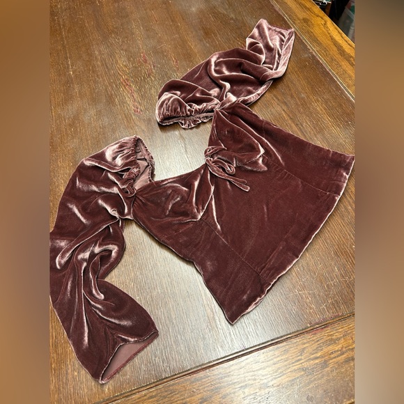 Wilfred Velvet Crop Top in Burgundy - Picture 3 of 12